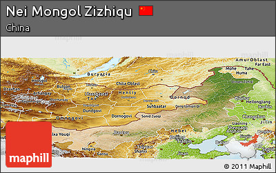 Satellite Panoramic Map of Nei Mongol Zizhiqu, physical outside