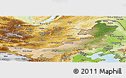 Satellite Panoramic Map of Nei Mongol Zizhiqu, physical outside