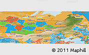 Satellite Panoramic Map of Nei Mongol Zizhiqu, political shades outside