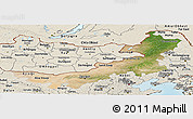 Satellite Panoramic Map of Nei Mongol Zizhiqu, shaded relief outside