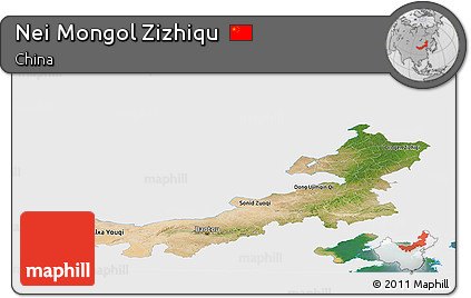 Satellite Panoramic Map of Nei Mongol Zizhiqu, single color outside