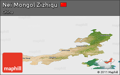 Satellite Panoramic Map of Nei Mongol Zizhiqu, single color outside