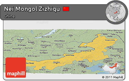 Savanna Style Panoramic Map of Nei Mongol Zizhiqu