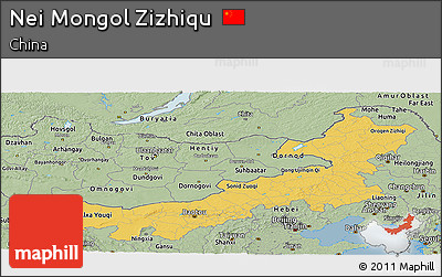 Savanna Style Panoramic Map of Nei Mongol Zizhiqu