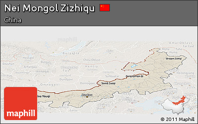 Shaded Relief Panoramic Map of Nei Mongol Zizhiqu, lighten