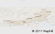 Shaded Relief Panoramic Map of Nei Mongol Zizhiqu, lighten