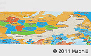 Shaded Relief Panoramic Map of Nei Mongol Zizhiqu, political shades outside