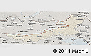 Shaded Relief Panoramic Map of Nei Mongol Zizhiqu, semi-desaturated