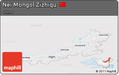 Silver Style Panoramic Map of Nei Mongol Zizhiqu, single color outside