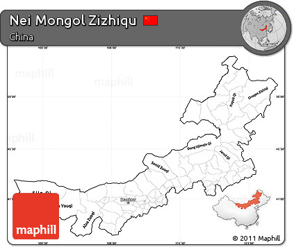 Blank Simple Map of Nei Mongol Zizhiqu, cropped outside