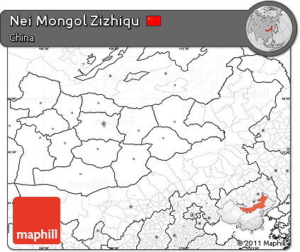 Blank Simple Map of Nei Mongol Zizhiqu, no labels