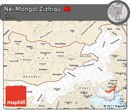 Classic Style Simple Map of Nei Mongol Zizhiqu