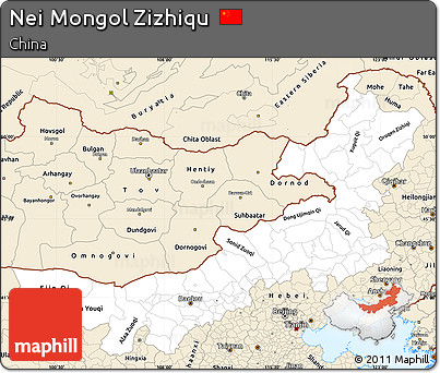Classic Style Simple Map of Nei Mongol Zizhiqu
