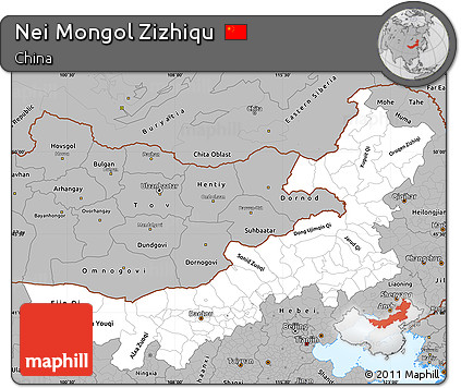 Gray Simple Map of Nei Mongol Zizhiqu