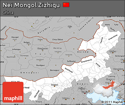 Gray Simple Map of Nei Mongol Zizhiqu