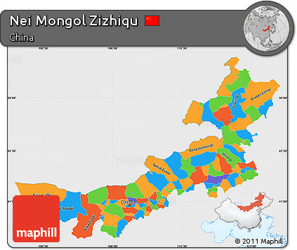 Political Simple Map of Nei Mongol Zizhiqu, single color outside
