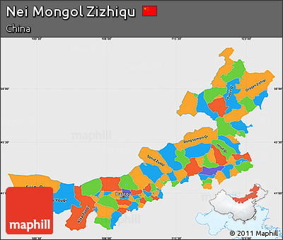 Political Simple Map of Nei Mongol Zizhiqu, single color outside