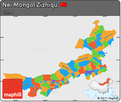 Political Simple Map of Nei Mongol Zizhiqu, single color outside