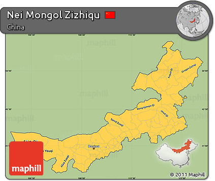 Savanna Style Simple Map of Nei Mongol Zizhiqu, cropped outside