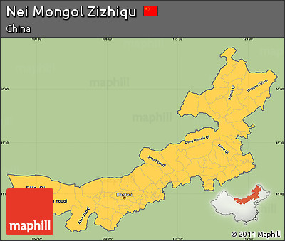 Savanna Style Simple Map of Nei Mongol Zizhiqu, cropped outside