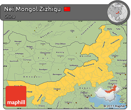 Savanna Style Simple Map of Nei Mongol Zizhiqu