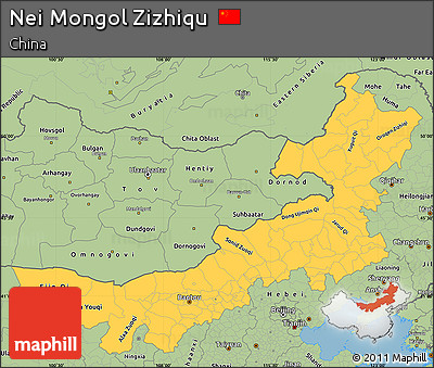 Savanna Style Simple Map of Nei Mongol Zizhiqu