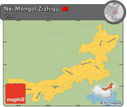 Savanna Style Simple Map of Nei Mongol Zizhiqu, single color outside