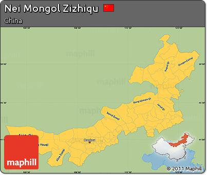 Savanna Style Simple Map of Nei Mongol Zizhiqu, single color outside