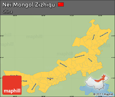 Savanna Style Simple Map of Nei Mongol Zizhiqu, single color outside