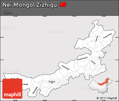 Silver Style Simple Map of Nei Mongol Zizhiqu, cropped outside