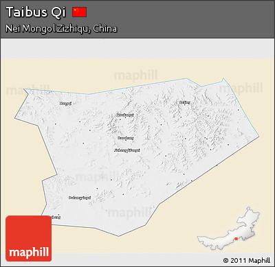Classic Style 3D Map of Taibus Qi, single color outside