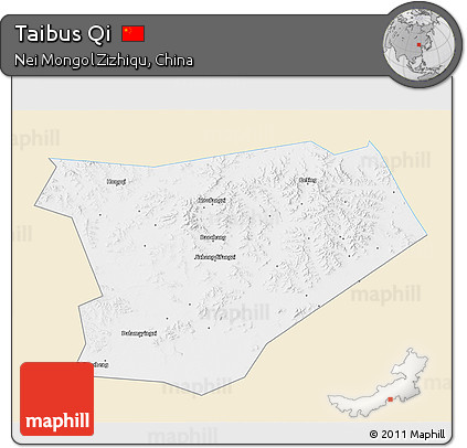 Classic Style 3D Map of Taibus Qi, single color outside