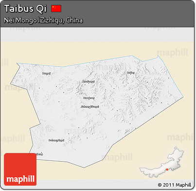 Classic Style 3D Map of Taibus Qi, single color outside