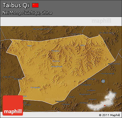 Physical 3D Map of Taibus Qi, darken