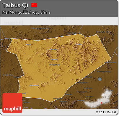 Physical 3D Map of Taibus Qi, darken