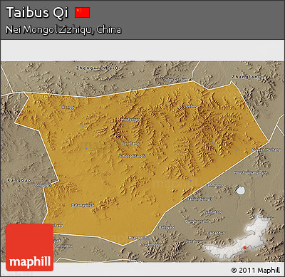 Physical 3D Map of Taibus Qi, semi-desaturated