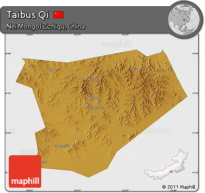 Physical Map of Taibus Qi, single color outside