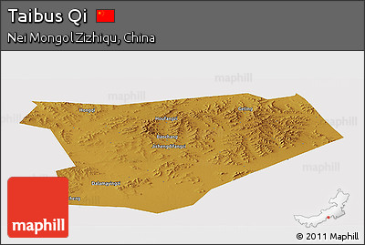 Physical Panoramic Map of Taibus Qi, cropped outside