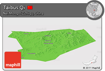 Political Panoramic Map of Taibus Qi, cropped outside