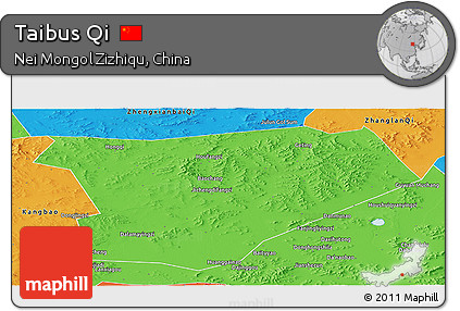 Political Panoramic Map of Taibus Qi