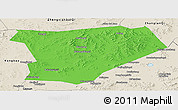 Political Panoramic Map of Taibus Qi, shaded relief outside