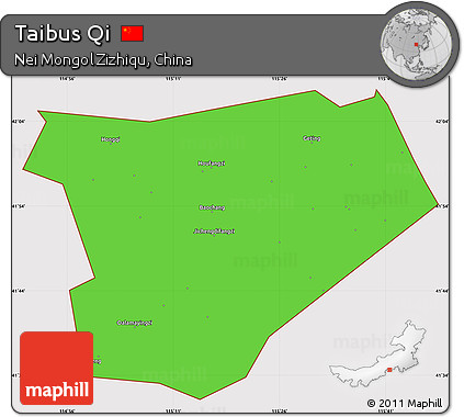 Political Simple Map of Taibus Qi, cropped outside