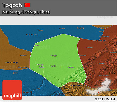 Political 3D Map of Togtoh, darken