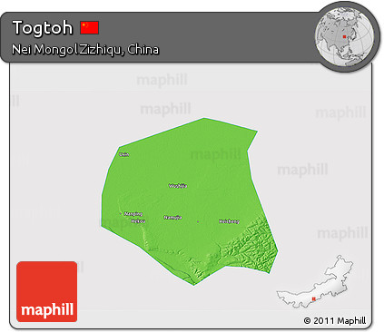 Political 3D Map of Togtoh, single color outside