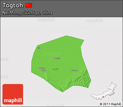 Political 3D Map of Togtoh, single color outside