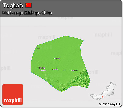 Political 3D Map of Togtoh, single color outside