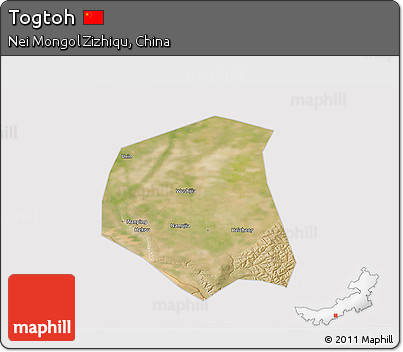 Satellite 3D Map of Togtoh, cropped outside