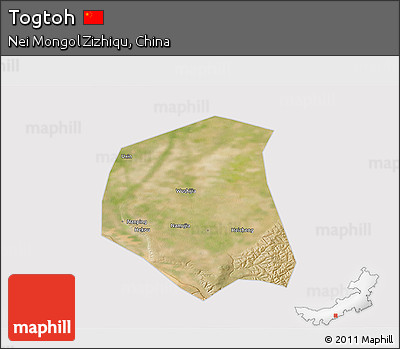 Satellite 3D Map of Togtoh, cropped outside