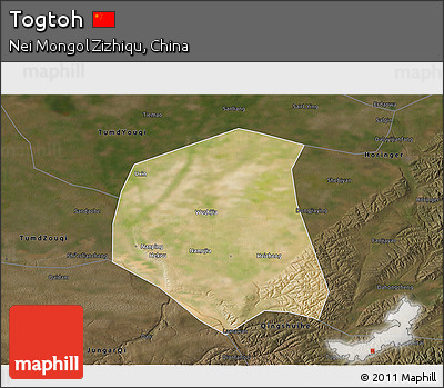 Satellite 3D Map of Togtoh, darken