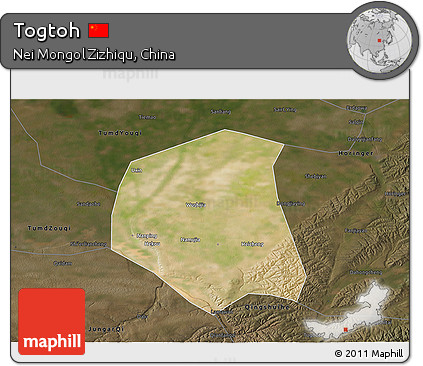 Satellite 3D Map of Togtoh, darken